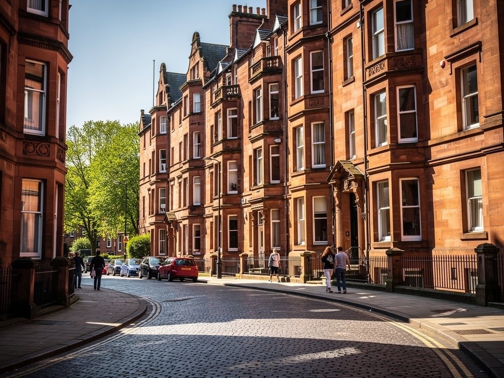 Victorian red sandstone tenements in Glasgow West End