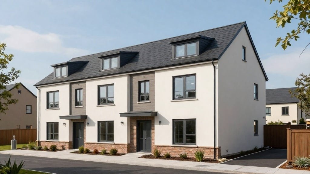 Modern Scottish new build housing development showing contemporary homes under construction