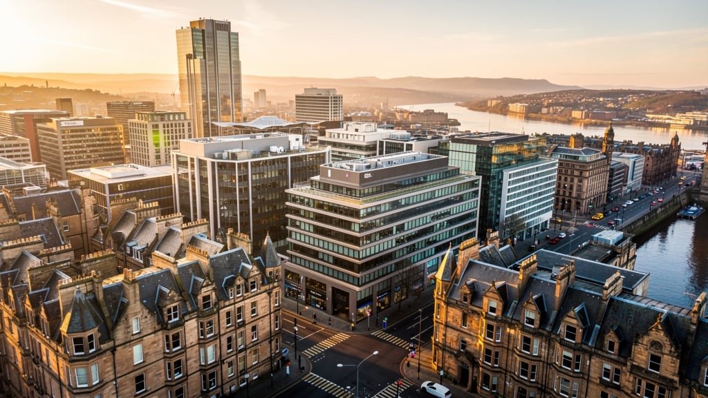 Glasgow property market cityscape showing residential and commercial buildings